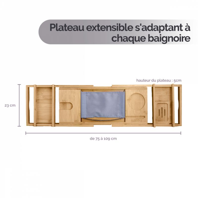 Plateau de baignoire extensible - Bambou