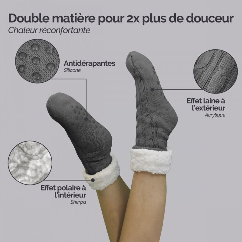 Chaussettes polaires - Taille 40-45 - Gris