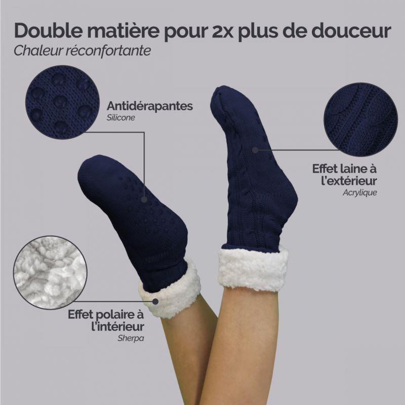 Chaussettes polaires - Taille 40-45 - Bleu marine