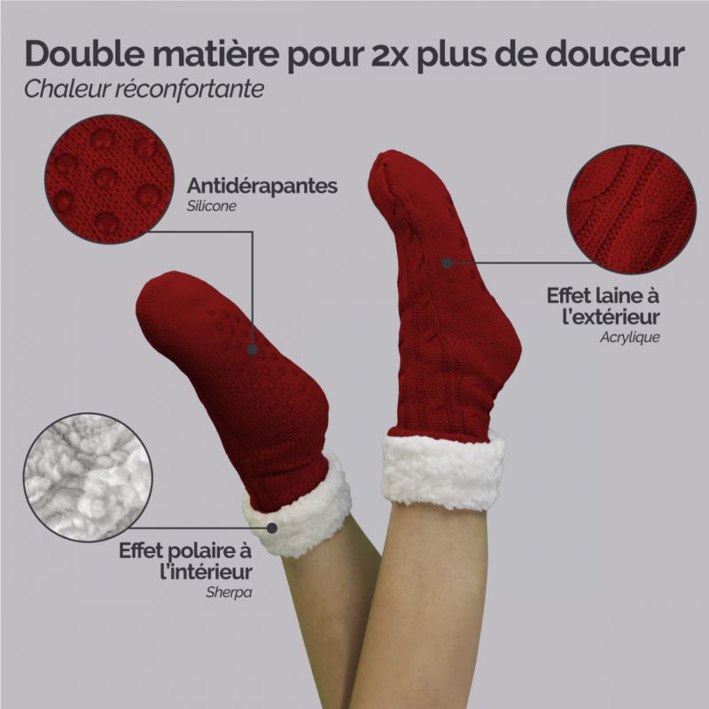Chaussettes polaires - Taille 35-39 - Rouge