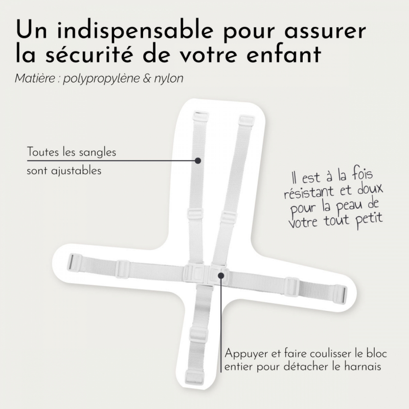 Lot de 2 harnais de sécurité pour chaise haute Délice - Blanc