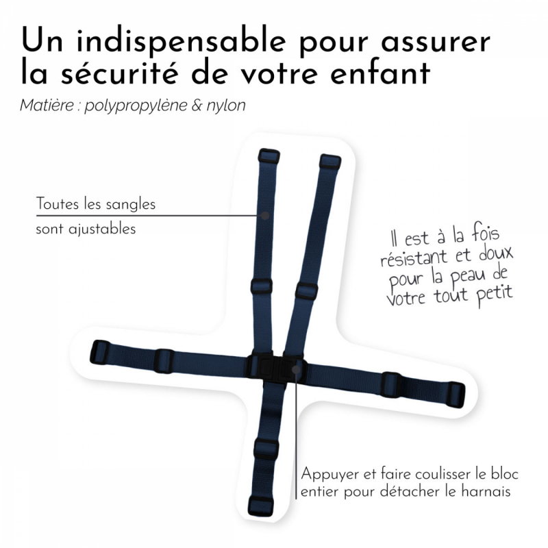 Lot de 2 harnais de sécurité pour chaise haute Ptit - Bleu