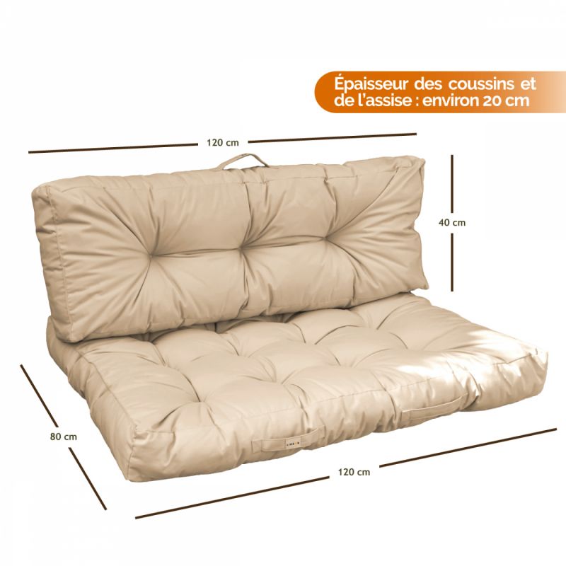 Kit de coussins capitonnés pour palette - Beige